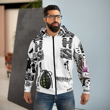 Urban Graphic Zip Hoodie, Streetwear Fashion, Comfortable Layering, Unique Artwork, Gift for Hip-Hop Fans