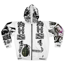 Urban Graphic Zip Hoodie, Streetwear Fashion, Comfortable Layering, Unique Artwork, Gift for Hip-Hop Fans