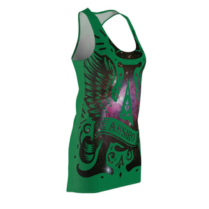Cosmic Winged Racerback Dress for Women, Summer Fashion, Bohemian Style, Festival Clothing, Unique Graphic Dress, Casual Wear