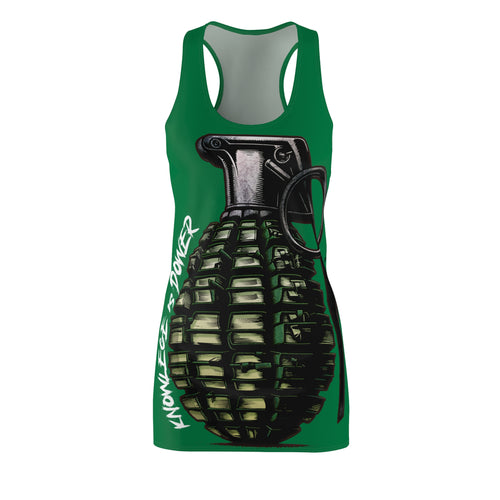 Bold Graphic Racerback Dress - Empowering Women's Wear, Casual Summer Outfit, Gift for Her, Streetwear Style, Motivational Fashion