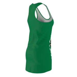Bold Graphic Racerback Dress - Empowering Women's Wear, Casual Summer Outfit, Gift for Her, Streetwear Style, Motivational Fashion