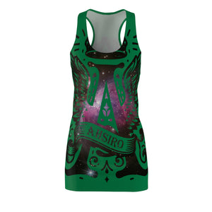 Cosmic Winged Racerback Dress for Women, Summer Fashion, Bohemian Style, Festival Clothing, Unique Graphic Dress, Casual Wear