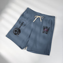 Astrology Crest Fleece Sweat Shorts — 'Mirror' Celestial Graphic