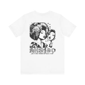Stylish Unisex Graphic Tee - AHSIRO with Wings and Geisha Art, Trendy Gift for Her, Casual Wear, Street Style, Unique Fashion
